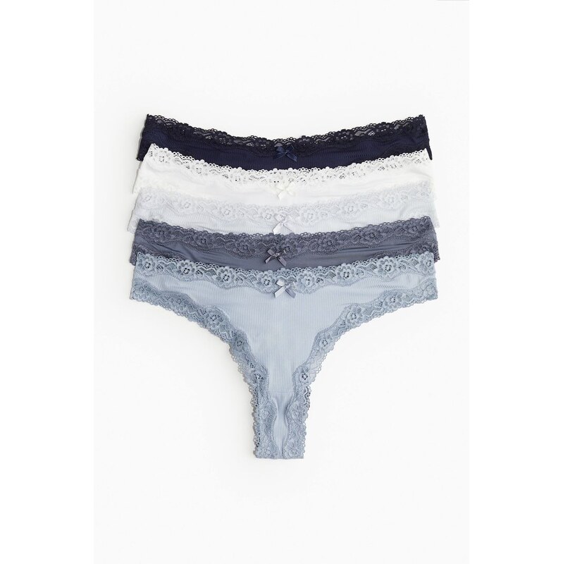 H&M - Kalhotky brazilian 5 kusů - modrá 108136657