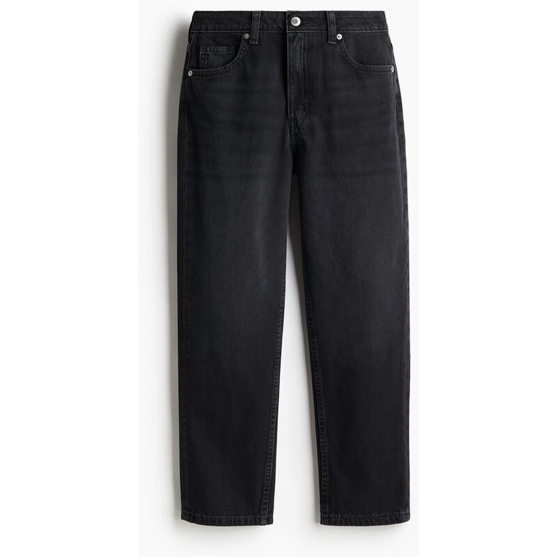 H&M - Straight High Ankle Jeans - Černá