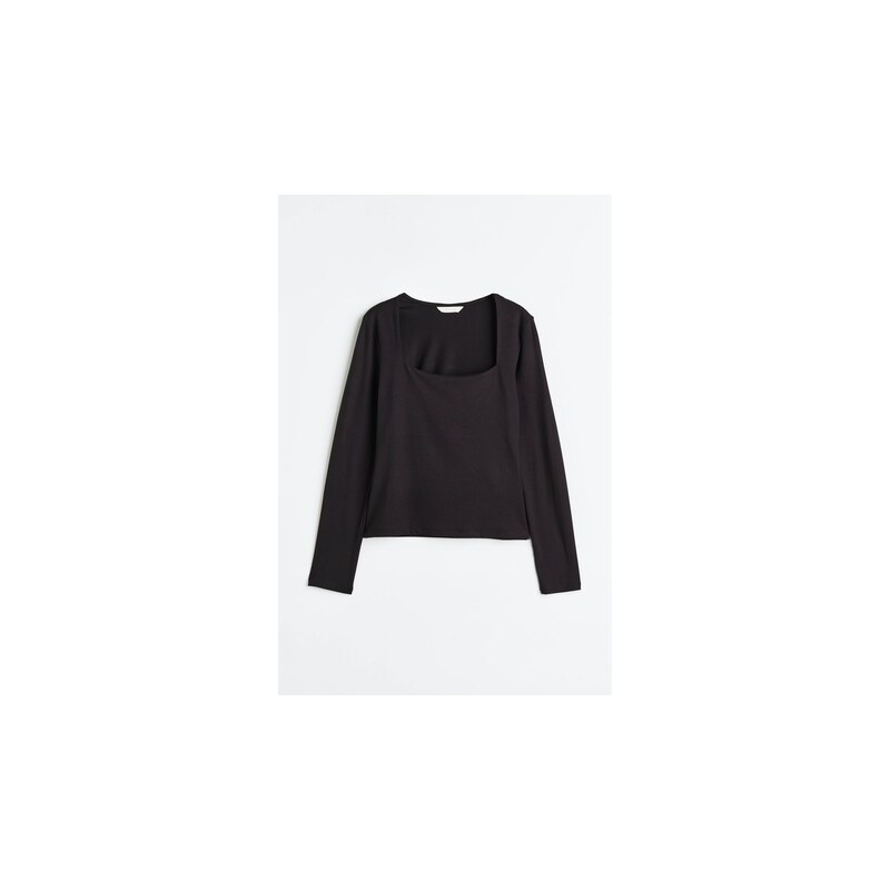 H&M - Žerzejový tops dlouhým rukávem - Černá