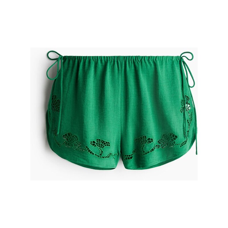 H&M - Plážové šortkys madeirou - Zelená