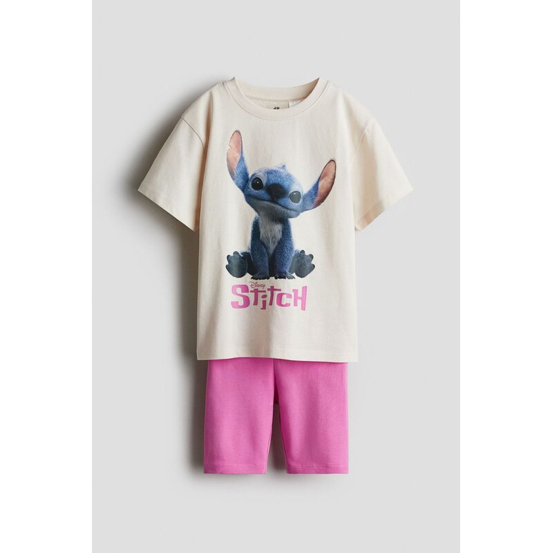 H&M - Dvoudílná soupravas potiskem - Krémová/Lilo & Stitch