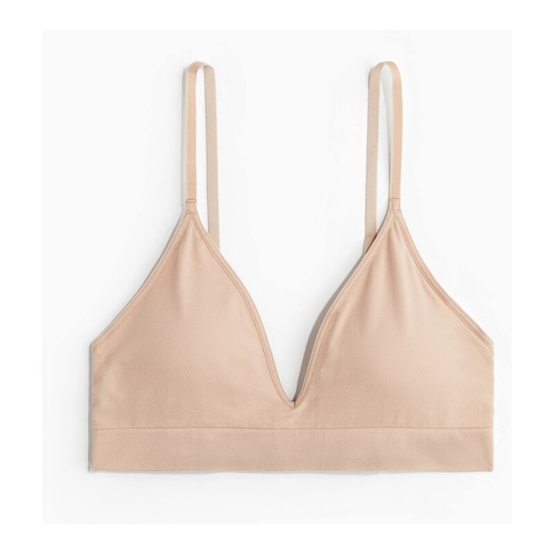 H&M - Bezešvá vyztužená měkká podprsenka - béžová 108136900
