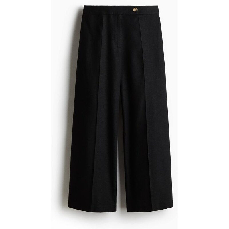 H&M - Elegantní kalhoty z lněné směsi - Black