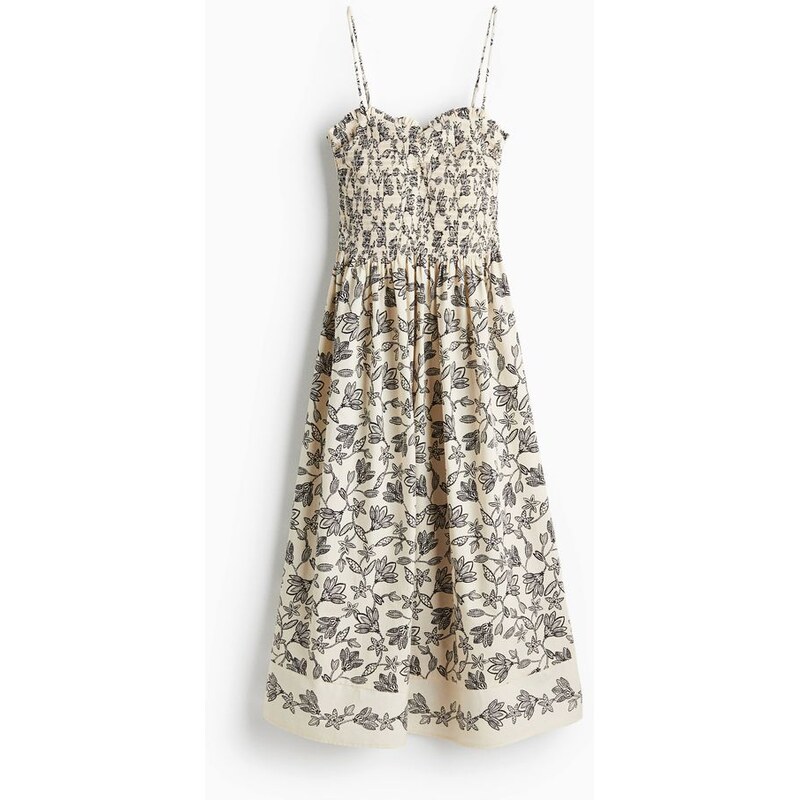 H&M - Šatys horním žabkováním - Krémová/Květinový Vzor