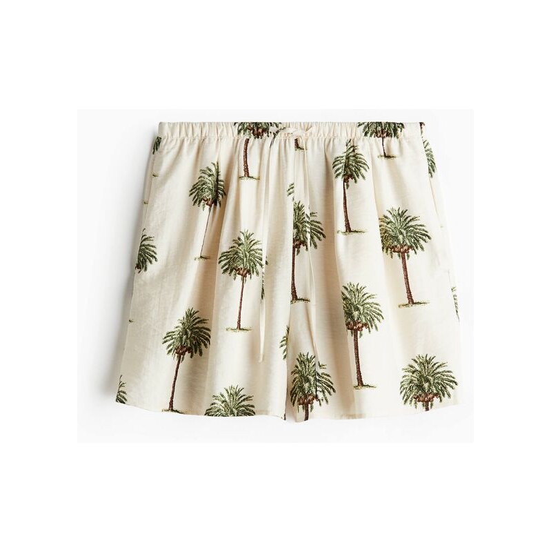 H&M - Natahovací šortky - Krémová/Palmy