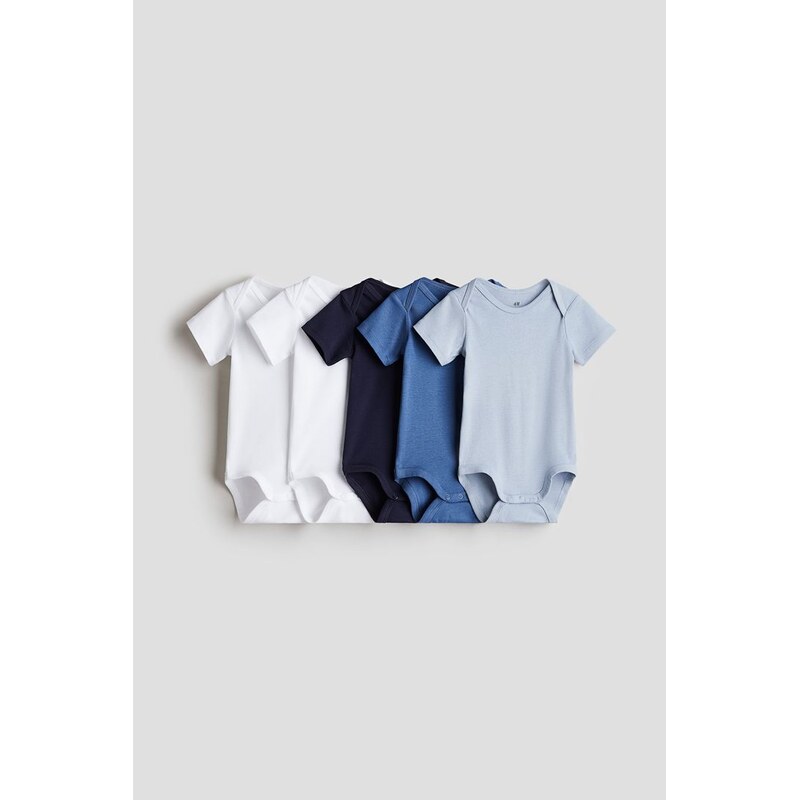 H&M - Bavlněné body: balení po 5 - Blue/White