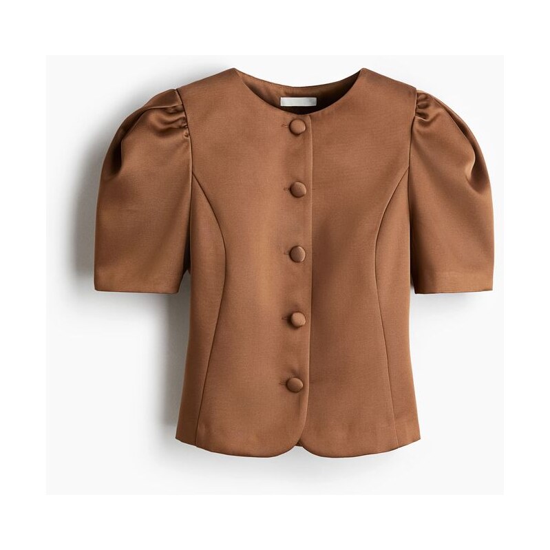 H&M - Halenkas nabíraným rukávem - béžová 108136991