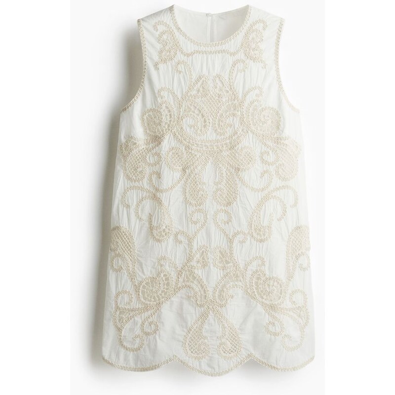 H&M - Šaty shift dresss madeirou - Bílá/Krémová