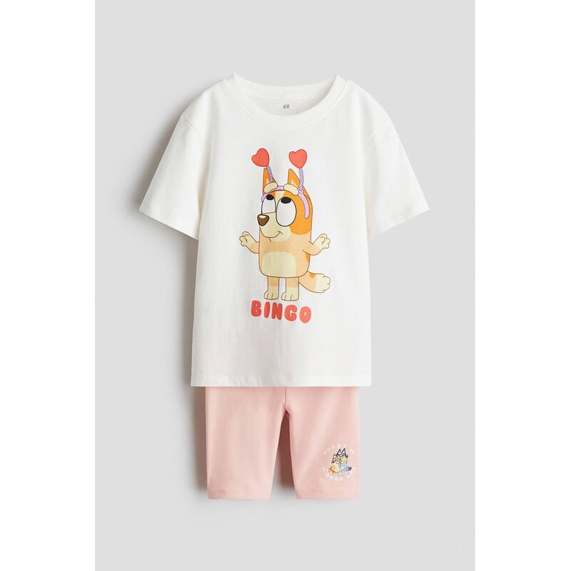 H&M - Dvoudílná soupravas potiskem - Bílá/Bingo