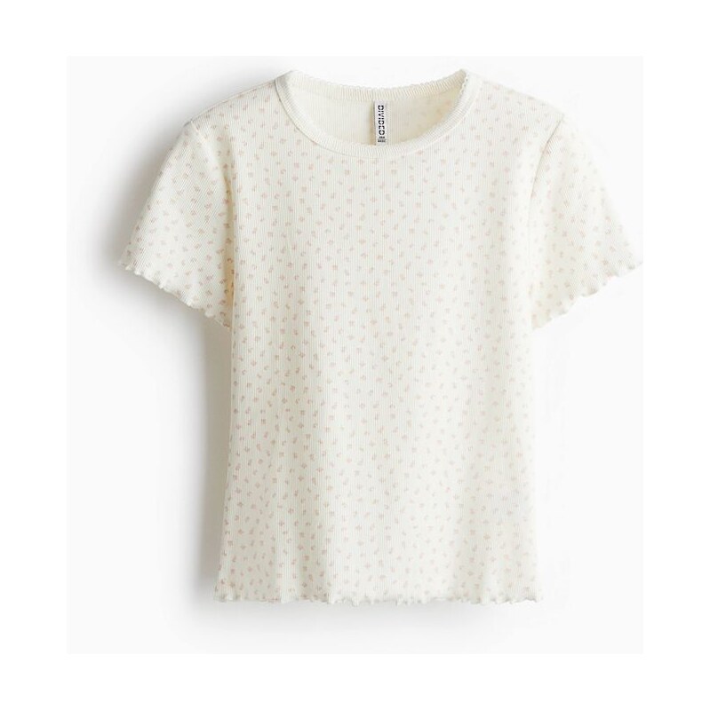 H&M - Tričkos overlockovými detaily - bílá 108137103