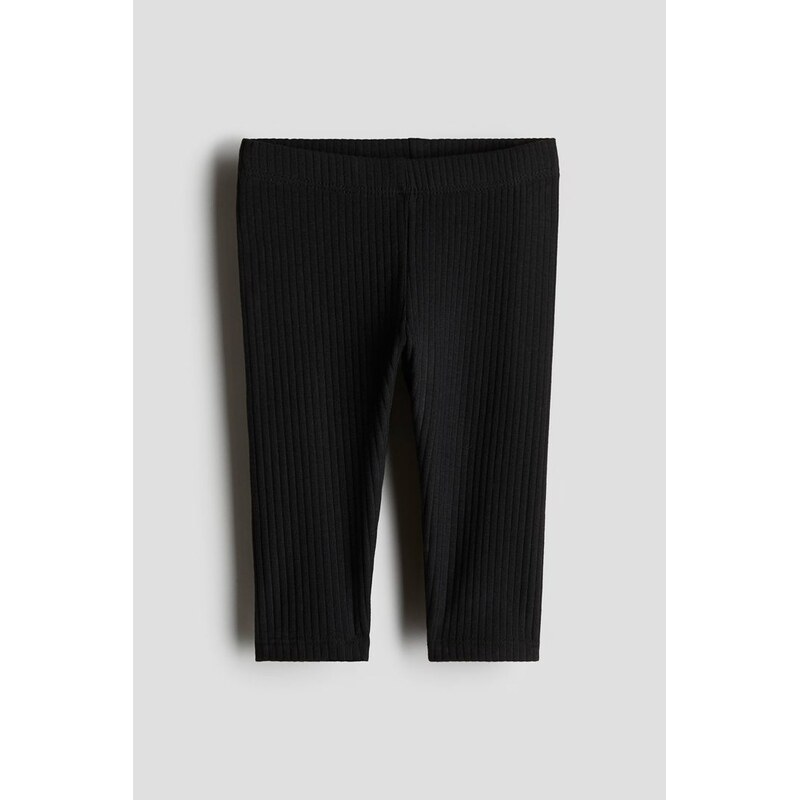 H&M - Žebrované bavlněné legíny - Černá