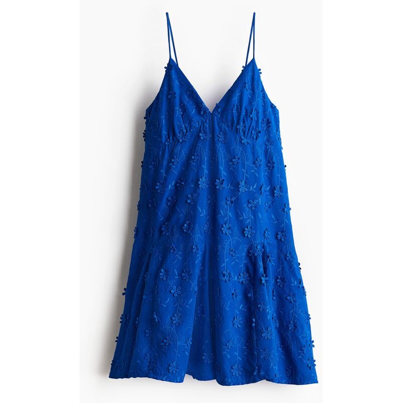 H&M - Bavlněné šatys aplikacemi - Jasně Modrá