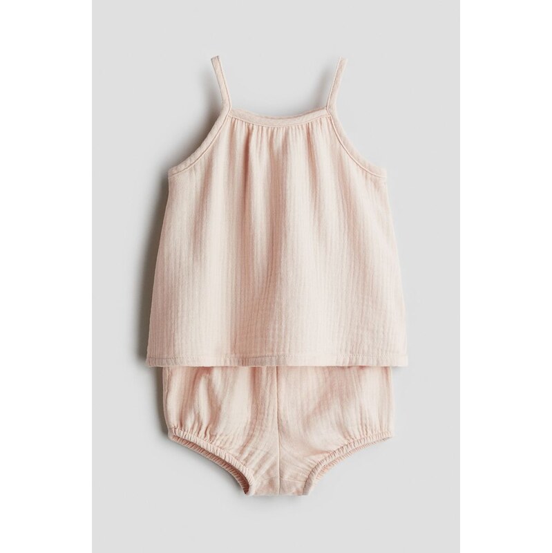 H&M - Dvoudílná souprava z bavlněného mušelínu - Tlumená Světle