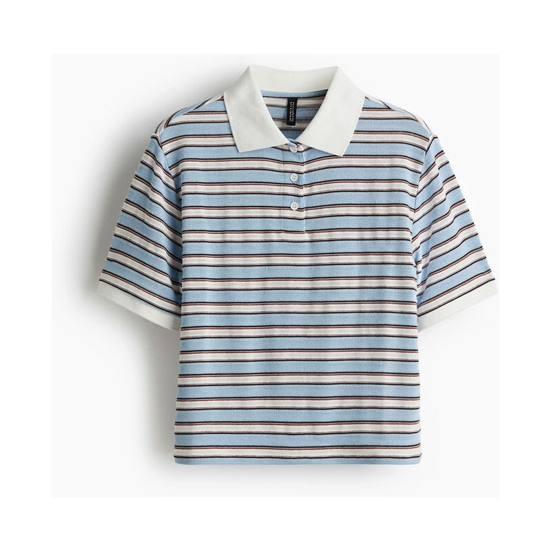H&M - Top z jemného úpletus límečkem - modrá 108137511