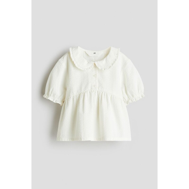 H&M - Halenkas volánem peplum - Bílá