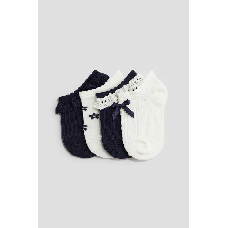 H&M - Ponožky pod kotníky 4 páry - modrá 108137606