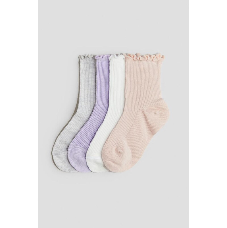 H&M - Ponožkys overlockem 4 páry - růžová 108137800