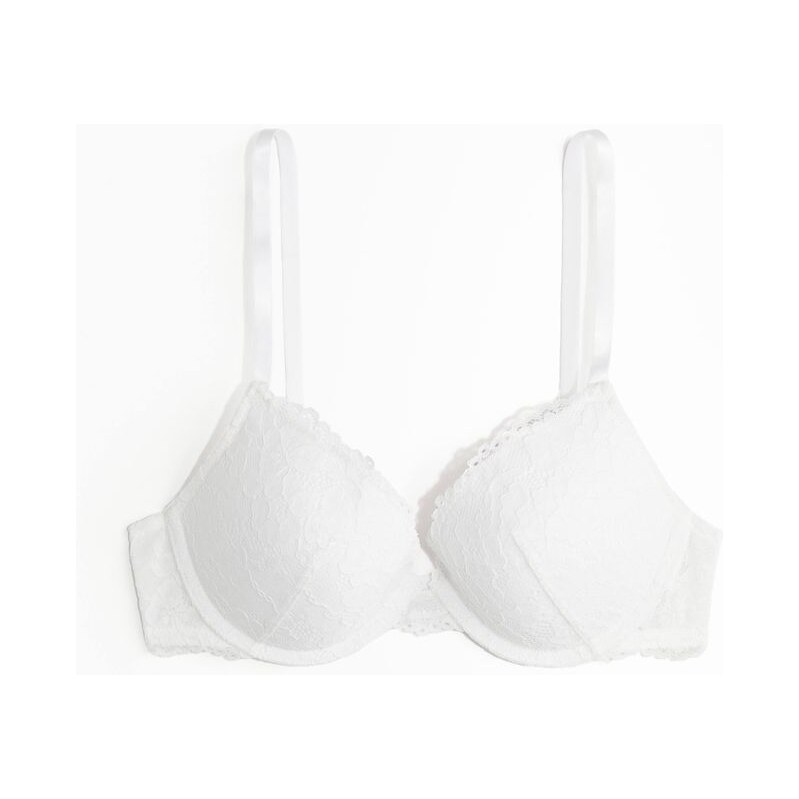 H&M - Krajková podprsenka push-up - Bílá
