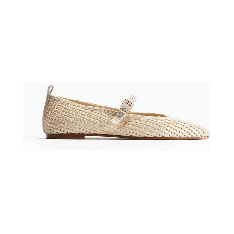 H&M - Slaměné balerínky Mary Jane - béžová 108137893