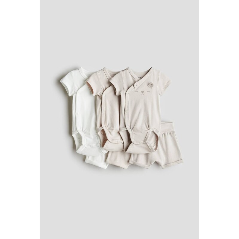H&M - Šestidílná žerzejová souprava - Béžová/Medvídek
