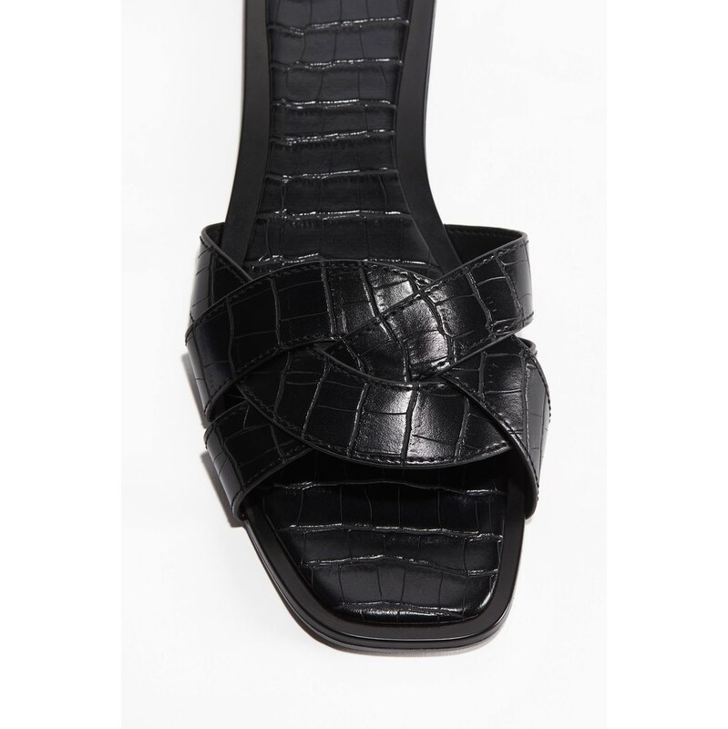H&M - Splétané sandály - Černá/Krokodýlí Vzor