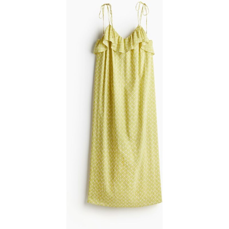 H&M - Šaty na ramínkas volánkovým lemem - Jasně Žlutá/Vzor