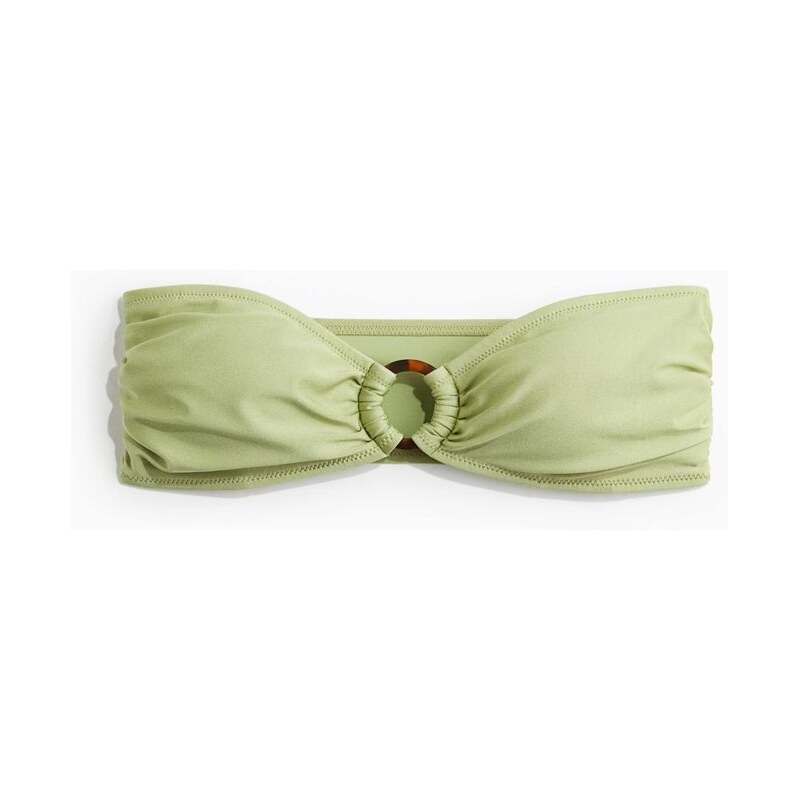 H&M - Vyztužená bikinová podprsenka bandeau - zelená 108137985