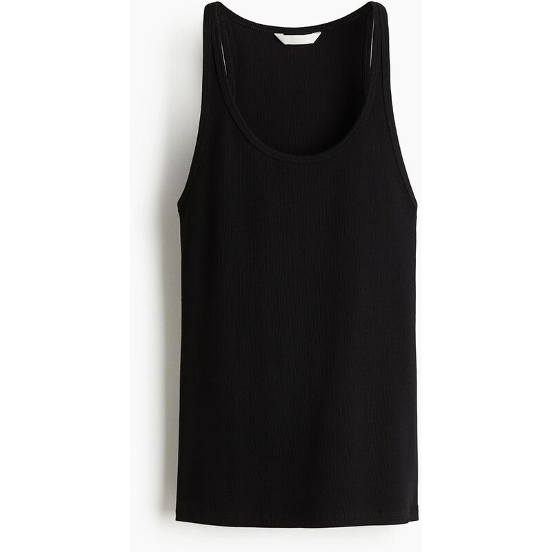 H&M - Tílko z žebrovaného úpletu - Black