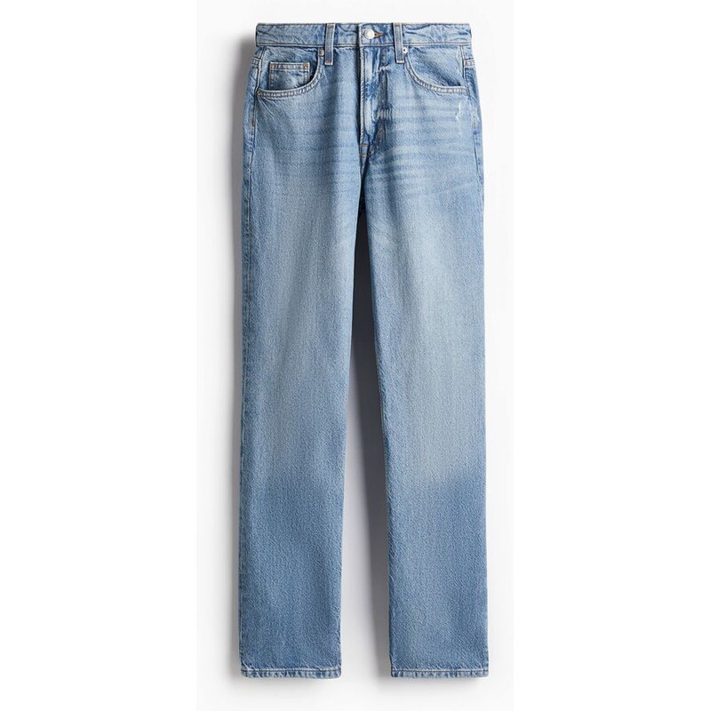 H&M - Straight High Jeans - Světlý Denim Blue