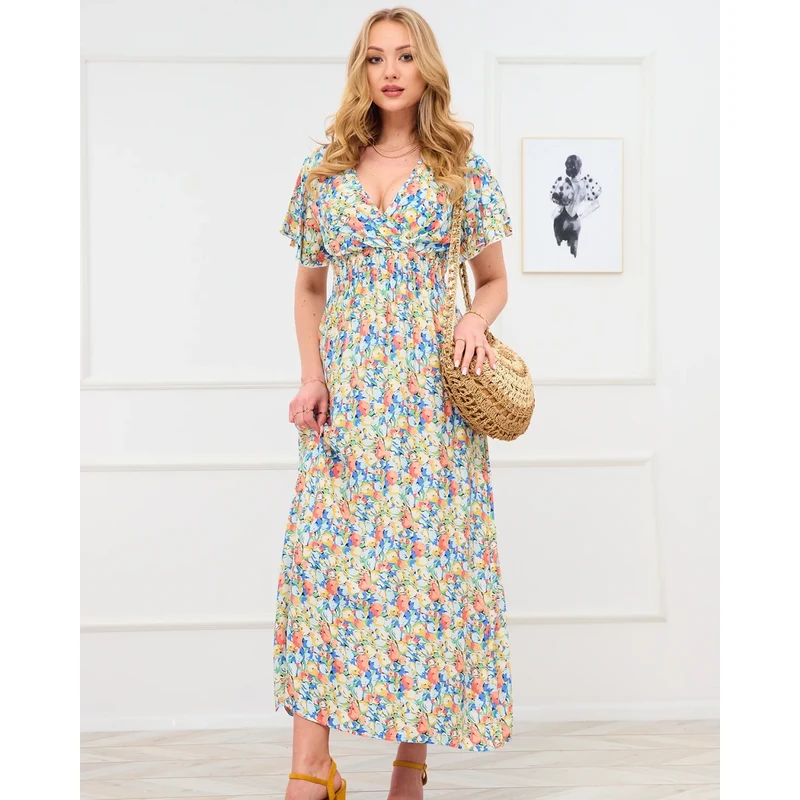 Resti Yellow womens floral maxi dress - Clothing 108139997
