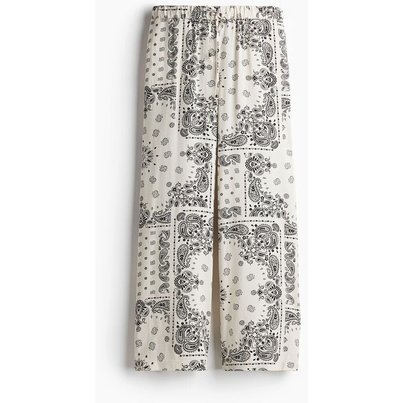 H&M - Široké kalhoty se stahovací šňůrkou - béžová 108138154