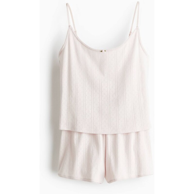 H&M - Bavlněné pyžamos ažurovým vzorem - Bledě Růžová