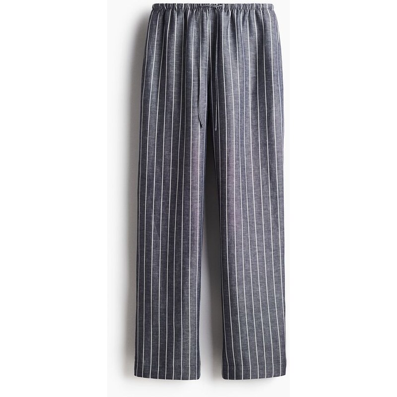 H&M - Rovné kalhoty ze lněné směsi - modrá 108138239