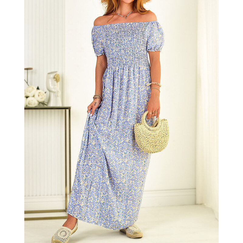Resti Blue womens maxi dress with floral print- Clothing 108140061