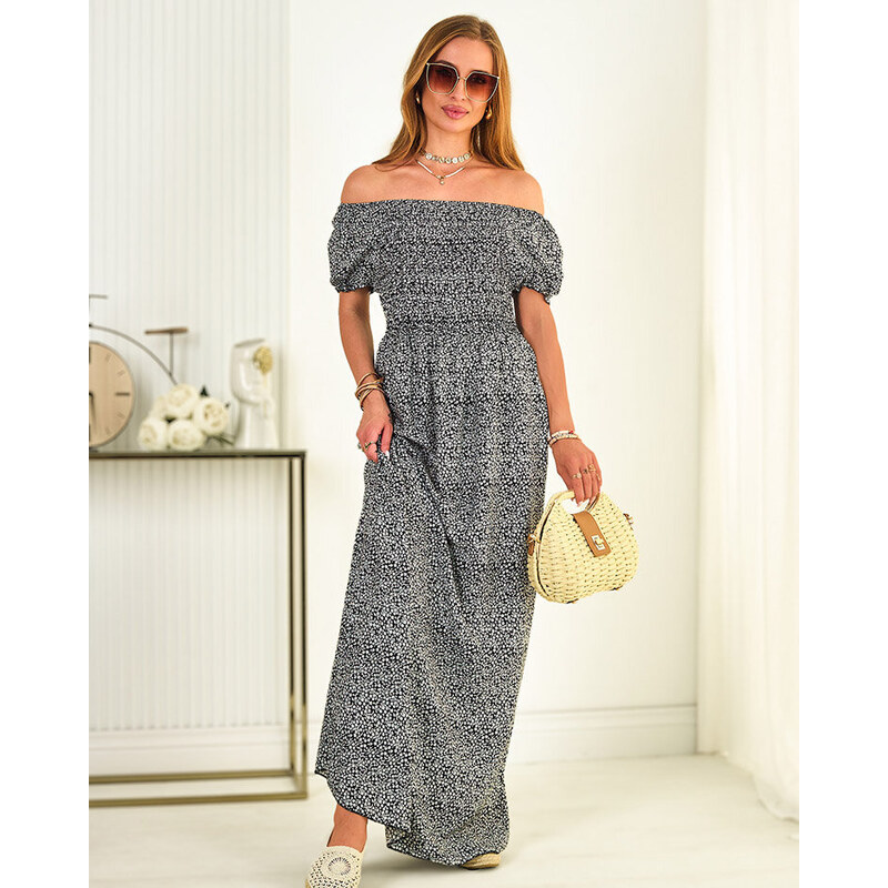 Resti Black floral maxi dress for women - Clothing 108140058