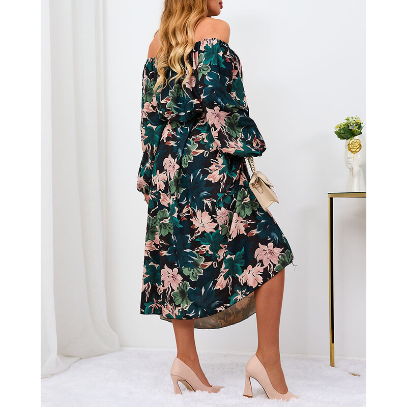 Resti Black and green floral maxi dress for women 108140065