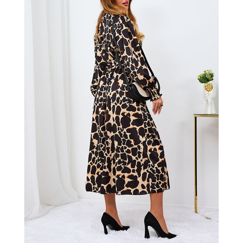 Resti Beige womens maxi dress in leopard print 108140066