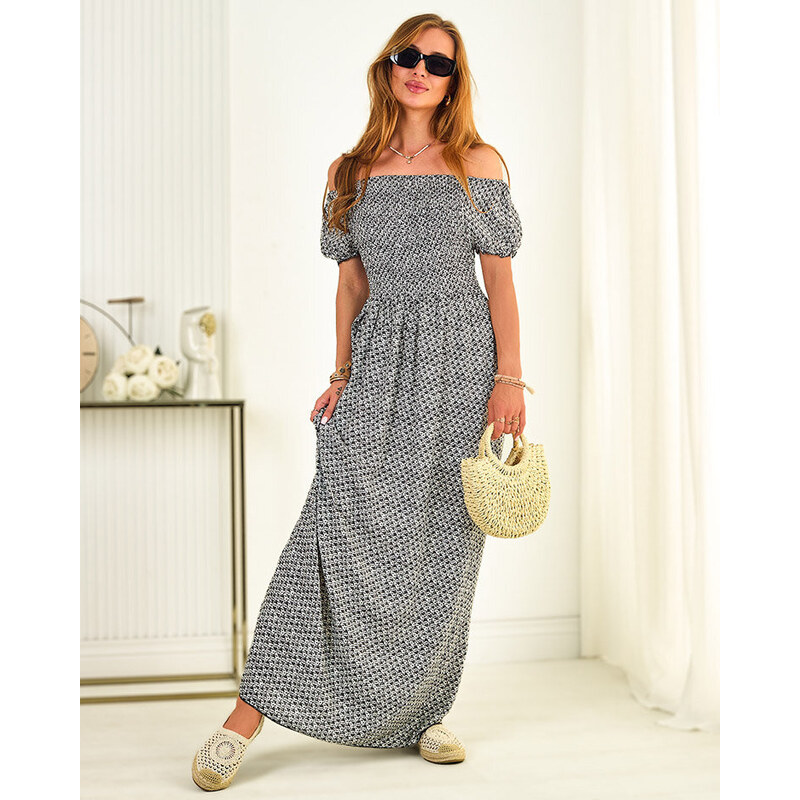 Resti Black womens patterned midi dress - Clothing 108140074