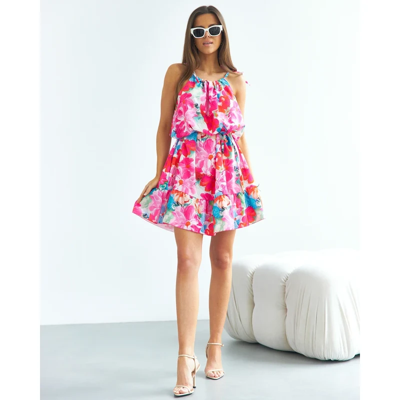 Resti Pink womens short floral dress 108140075