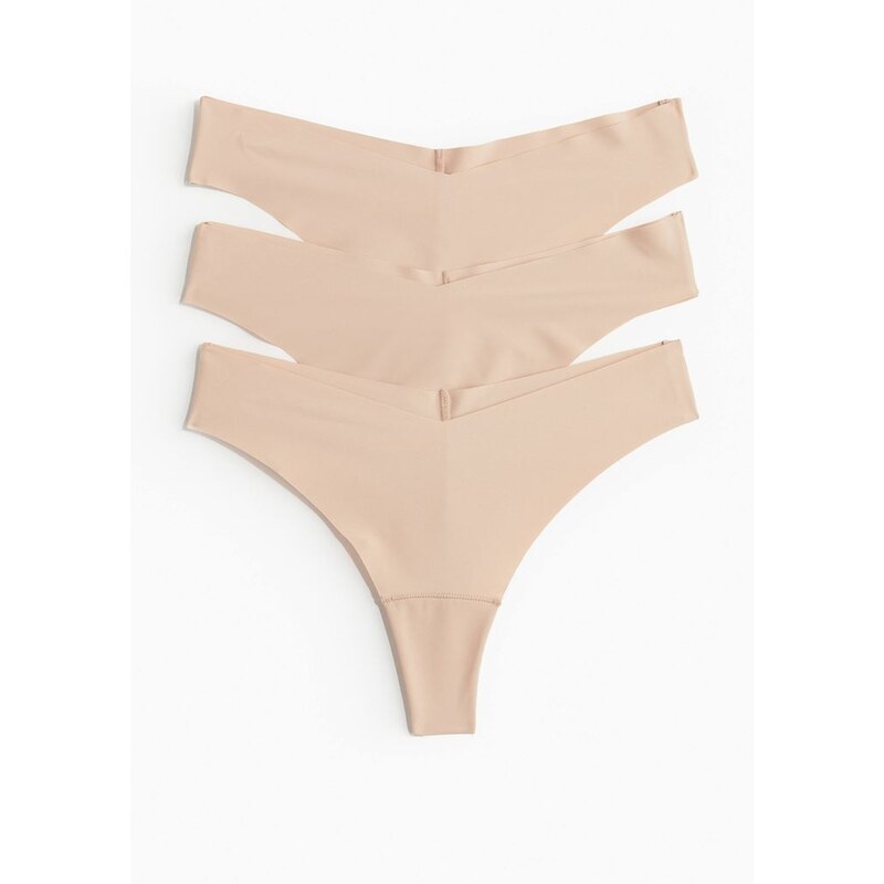 H&M - Neviditelné kalhotky Brazilian 3 kusy - béžová 108138289