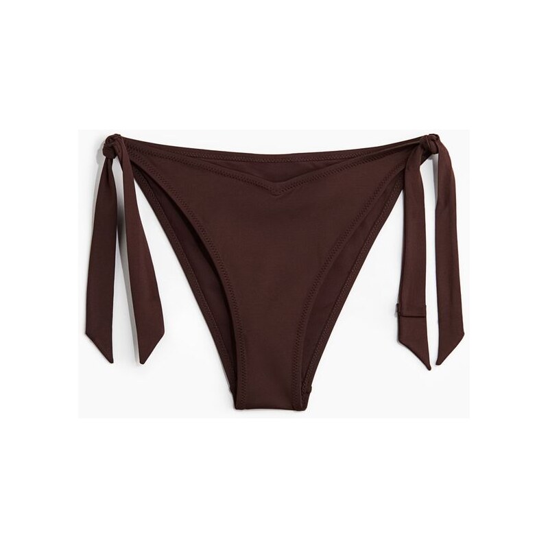 H&M - Zavazovací bikinové kalhotky tanga - hnědá 108138316