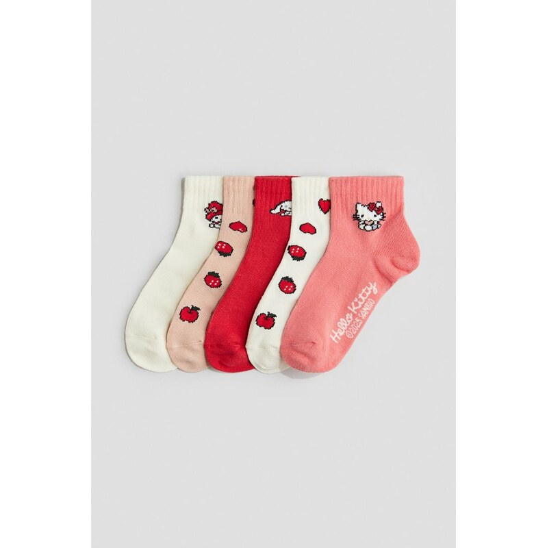 H&M - Kotníkové ponožky 5 párů - červená 108138269