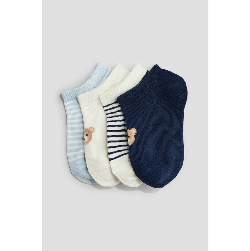 H&M - Ponožky pod kotníky 4 páry - modrá 108138280