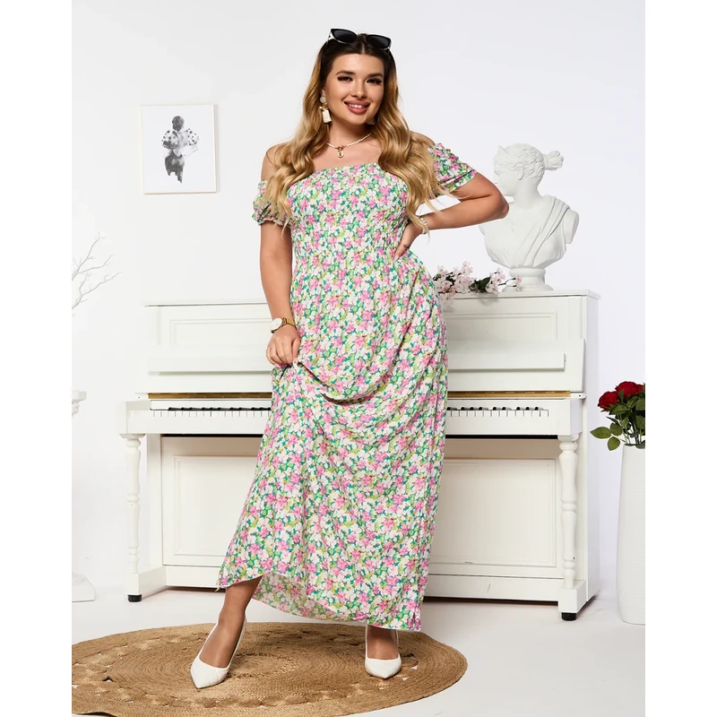 Resti Womens white and pink maxi dress with floral print - Clothing 108140087
