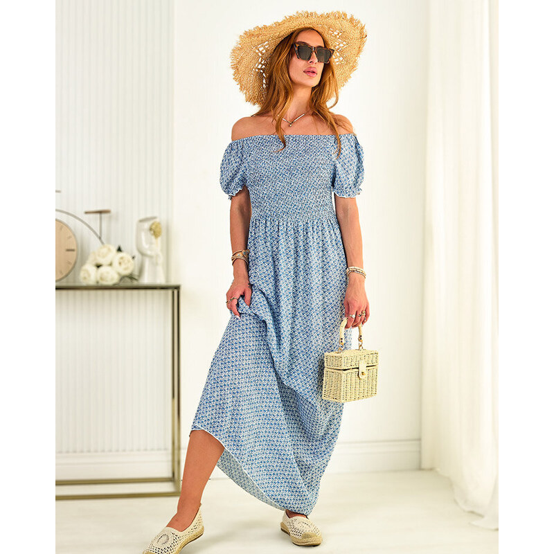 Resti Blue womens patterned midi dress - Clothing 108140091
