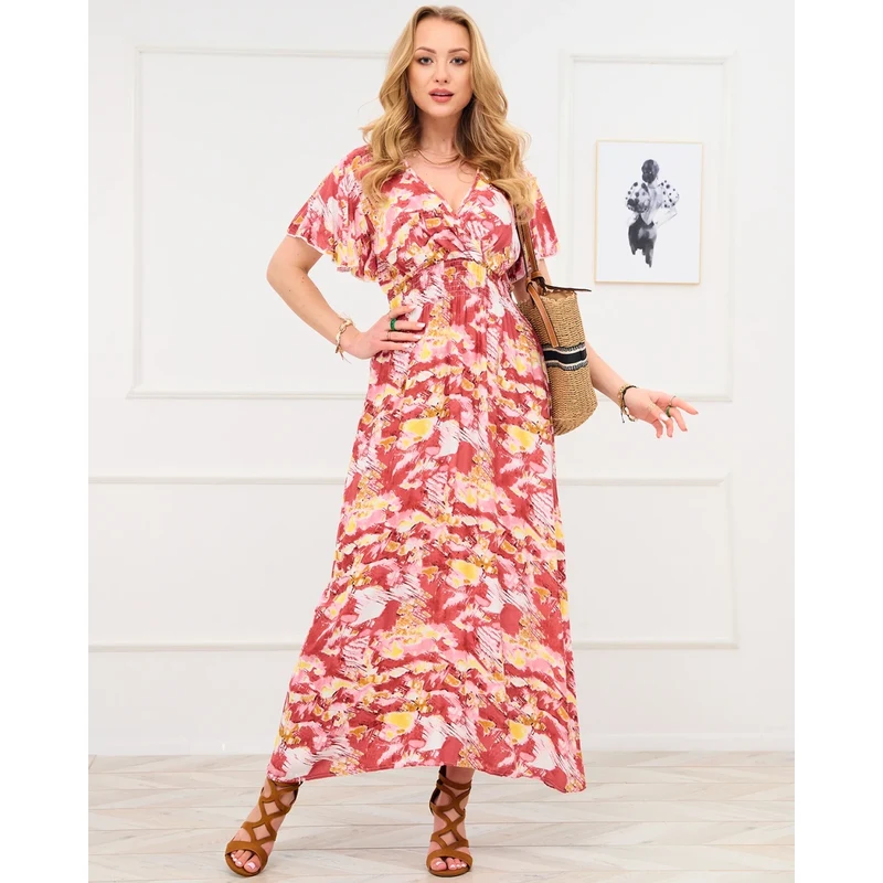 Resti Red womens long dress with fashionable pattern - Clothing 108140097