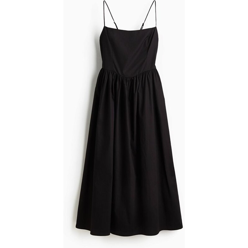 H&M - Bavlněné šaty na ramínka - Černá