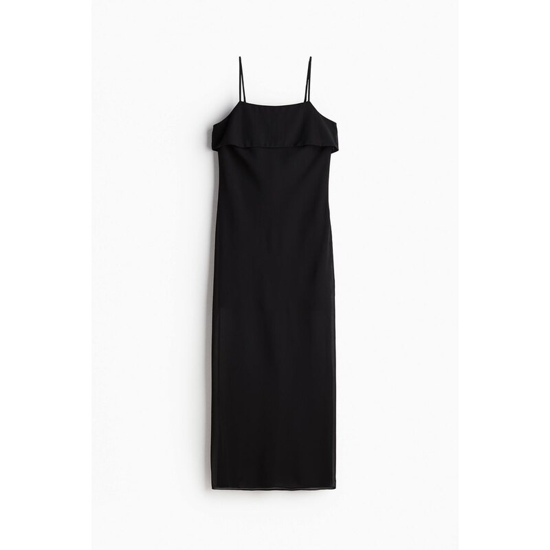 H&M - Šifonové šaty na ramínka - Černá