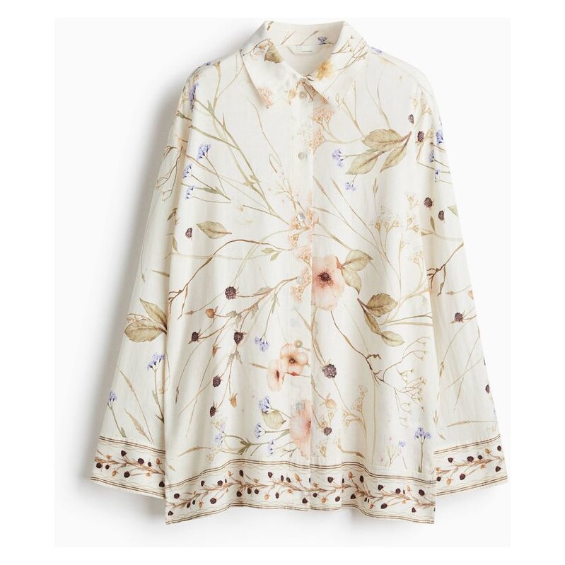 H&M - Košile z lněné směsi - bílá 108138662