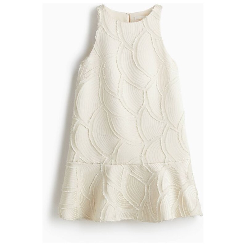 H&M - Rovné volné šaty z žakárové tkaniny - Krémová